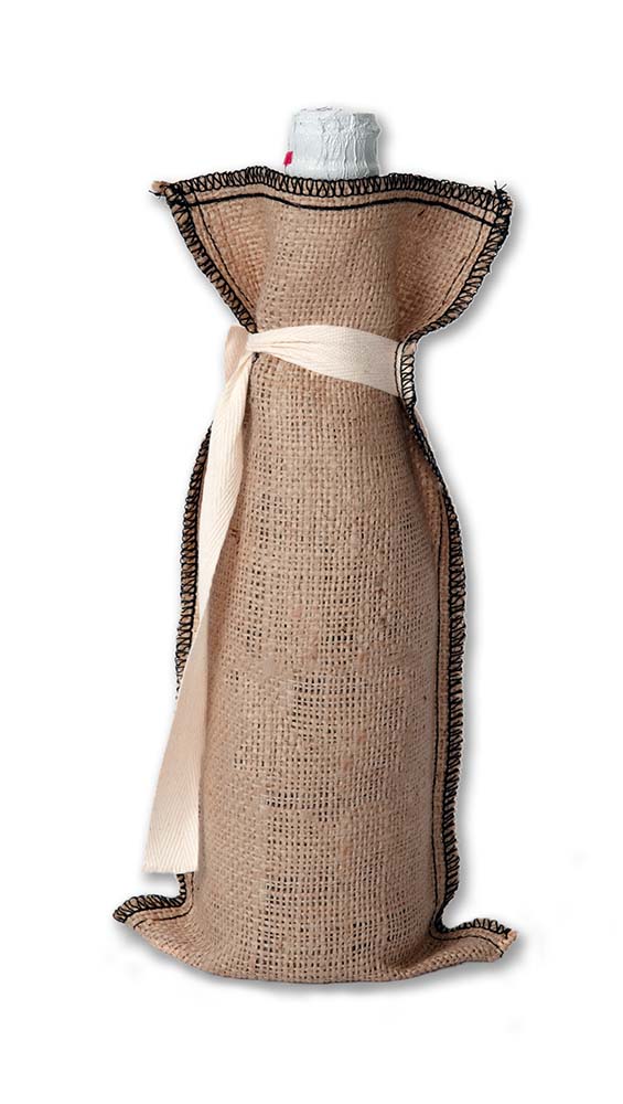 Tiki Burlap/Jute Wine Pouch with Tie 6x13" 3
