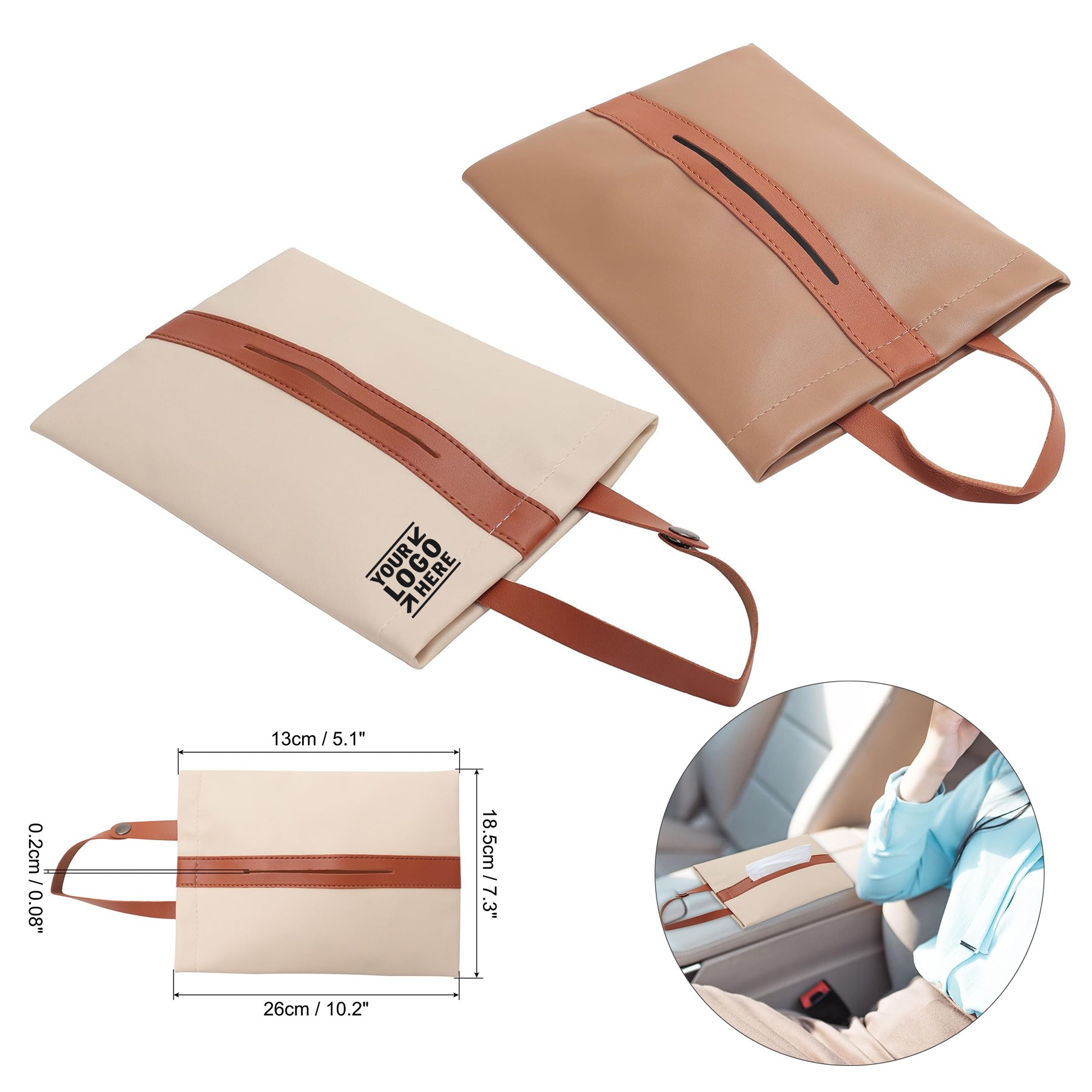 PU Leather Car Tissue Holder Rectangle Napkin Paper Towel Dispenser Box Case 1