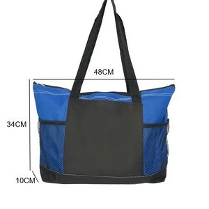 Large Capacity Shopping Woman Tote Bag with Mesh Pockets 1