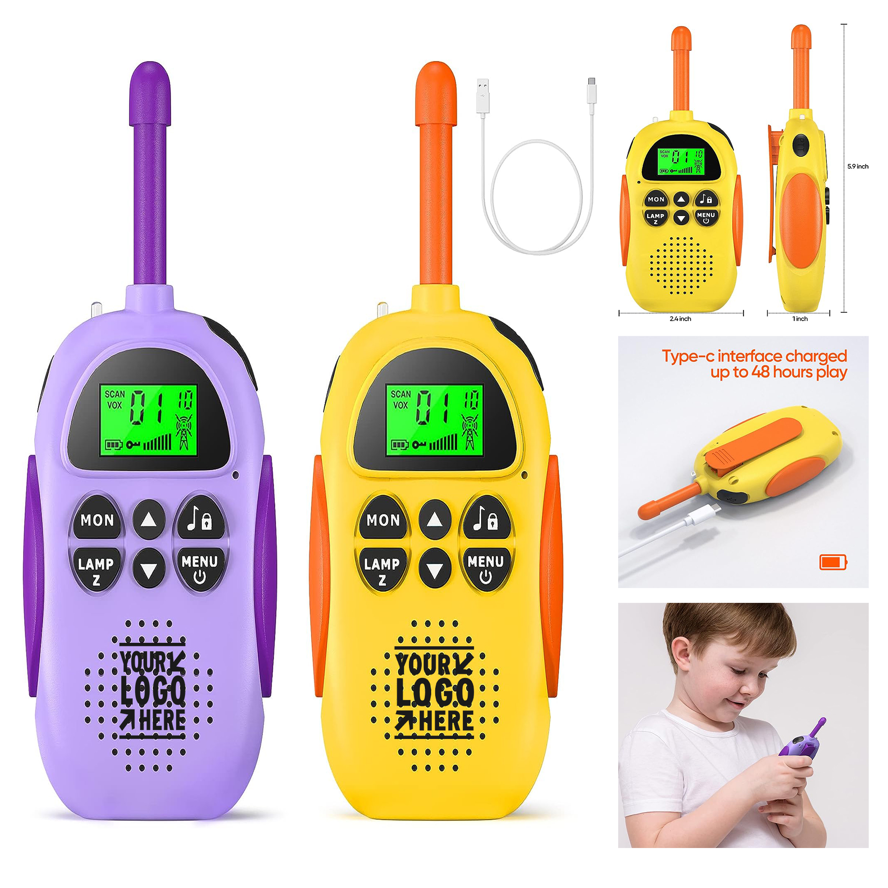 2 Pack Long Range 22 Channels 2 Way Radio Kids Birthday Toy Gif Rechargeable Walkie Talkies 2