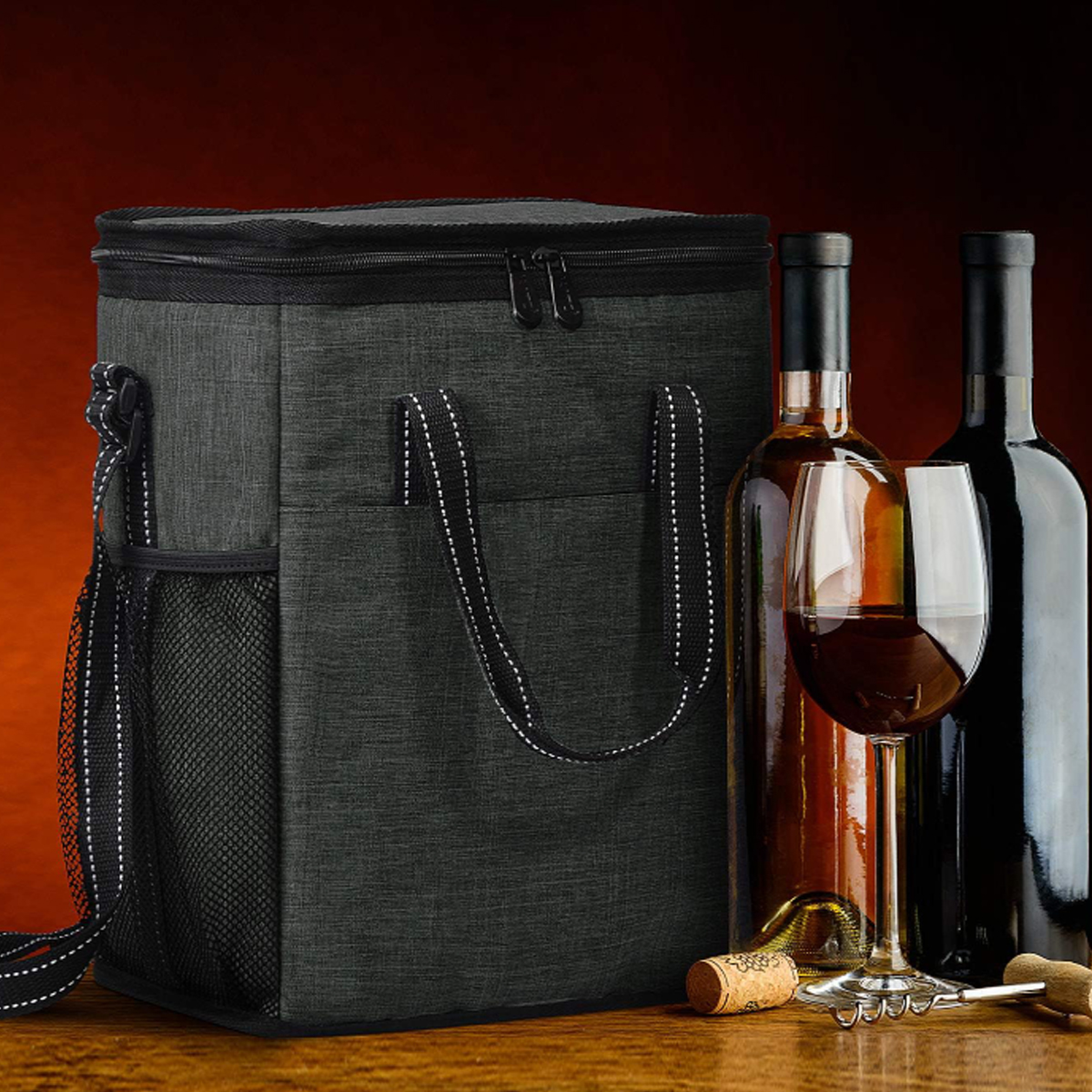 120L Insulated 6-Bottle Wine Cooler Bag with Dividers 3