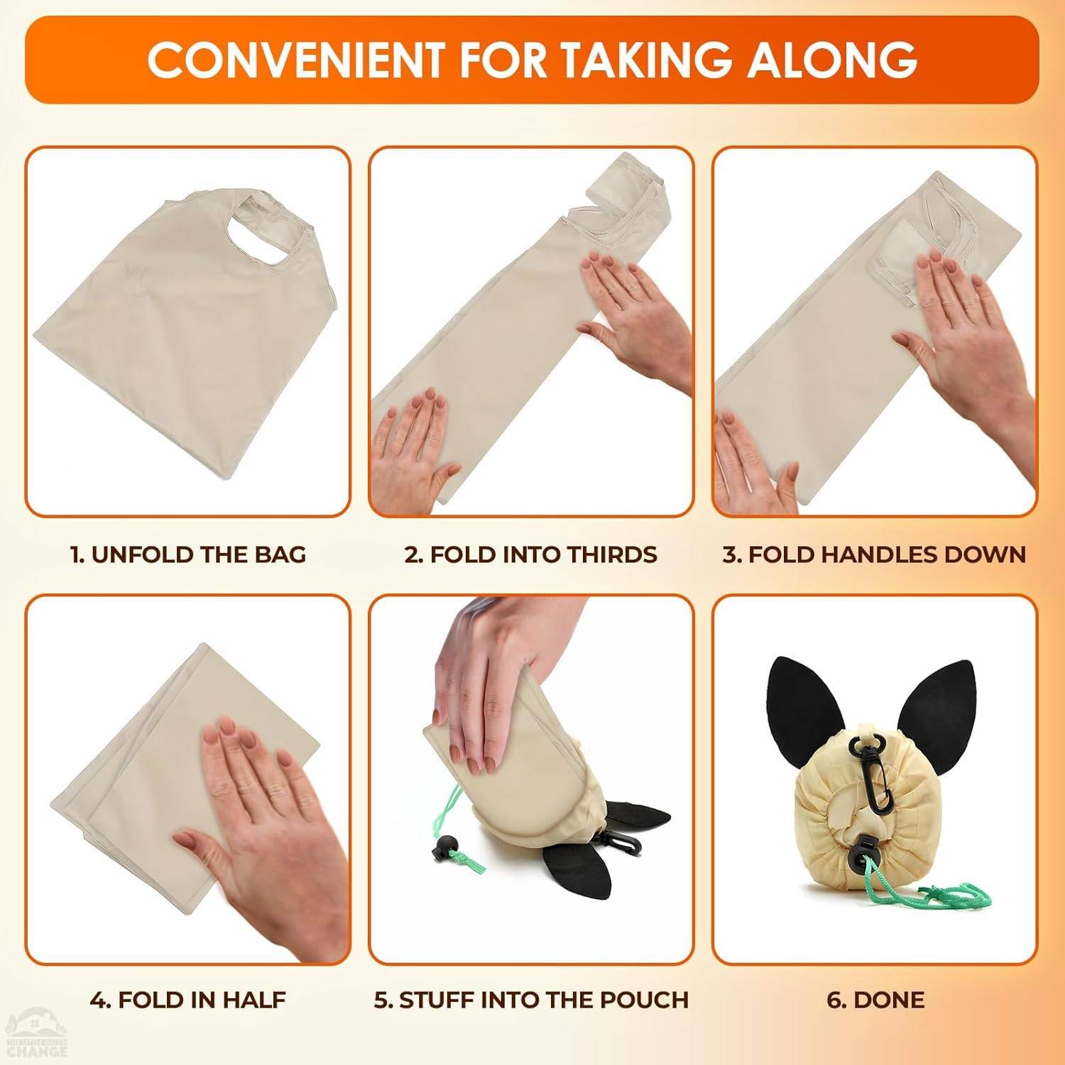 Foldable Animal Polyester Shopping Bag Grocery Pouch 7