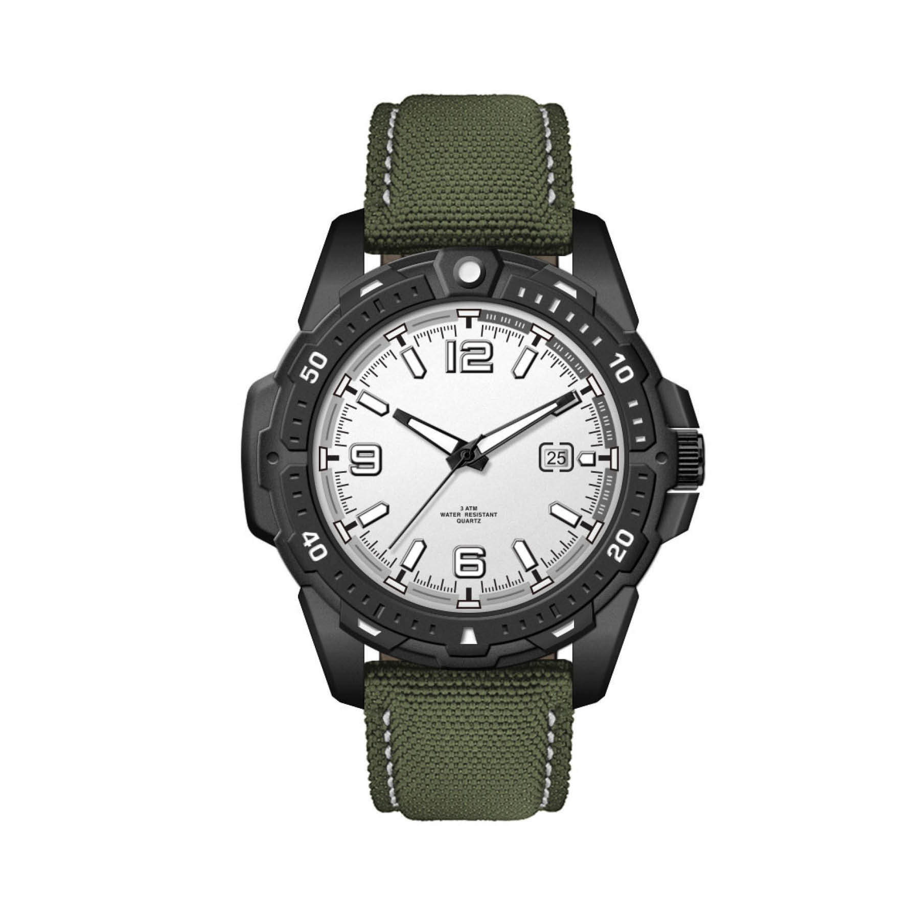 45MM. BLACK METAL CASE, 3-HAND MVT, DTE 4