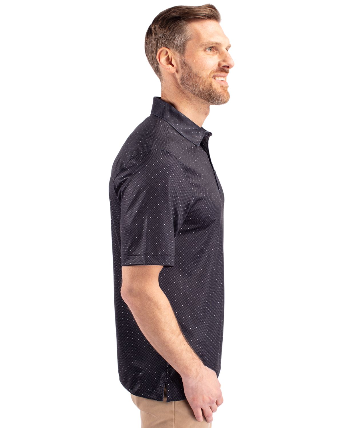 Pike Double Dot Print Stretch Mens Polo