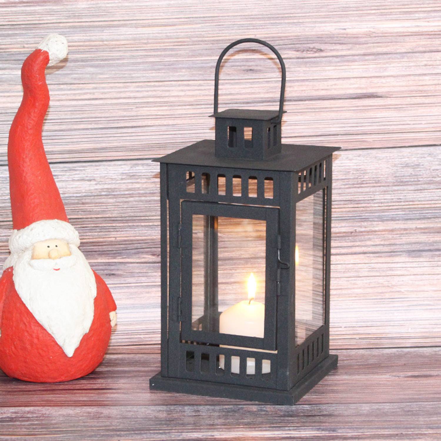 Wind Lantern Candlestick Wrought Iron Glass Candle Holder 5