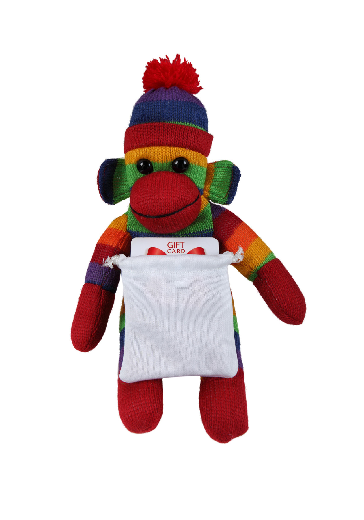 soft plush Rainbow Sock Monkey with gift card sack 4