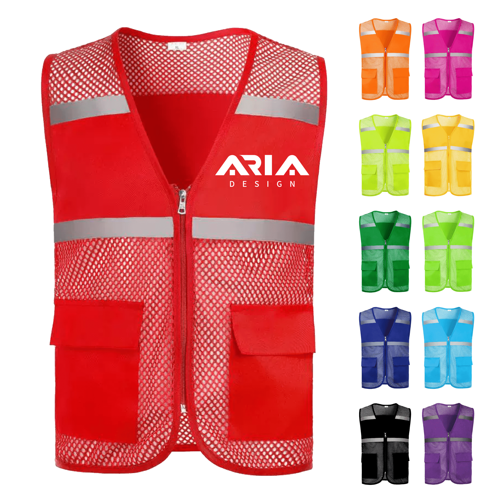 Pockets and Zipper Reflective Safety Vest 6