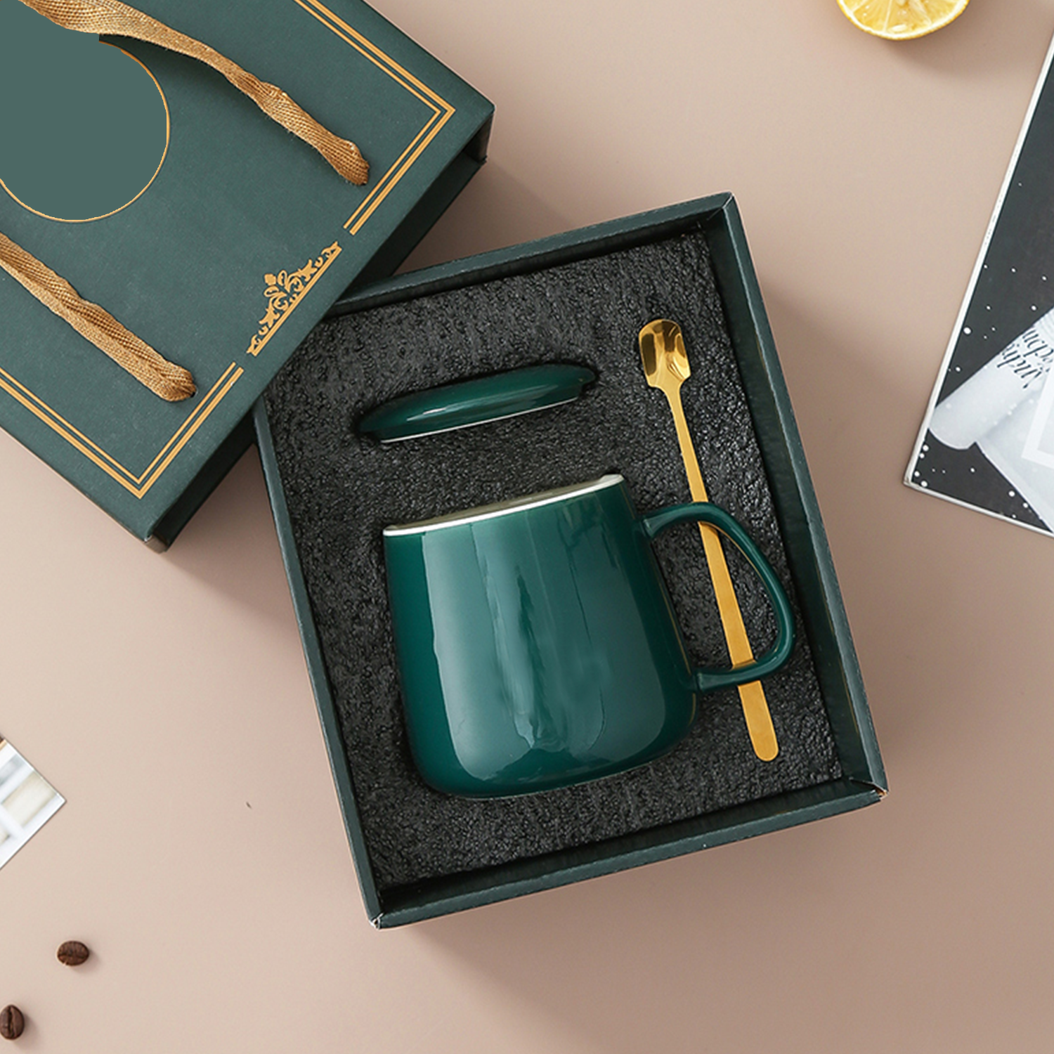 13oz Ceramic Cup Spoon Gift Box Set 7