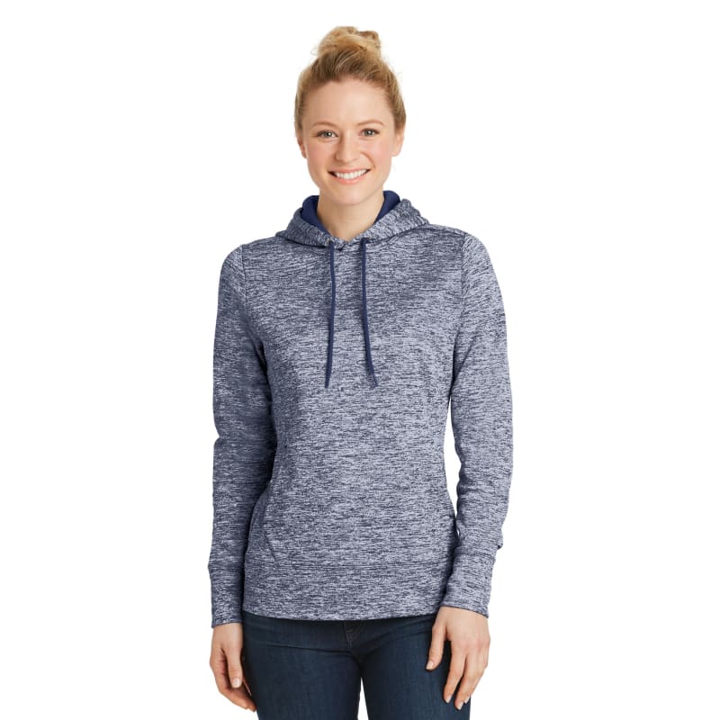 Sport-Tek Women's PosiCharge Electric Heather Fleece Hooded Pullover. 6