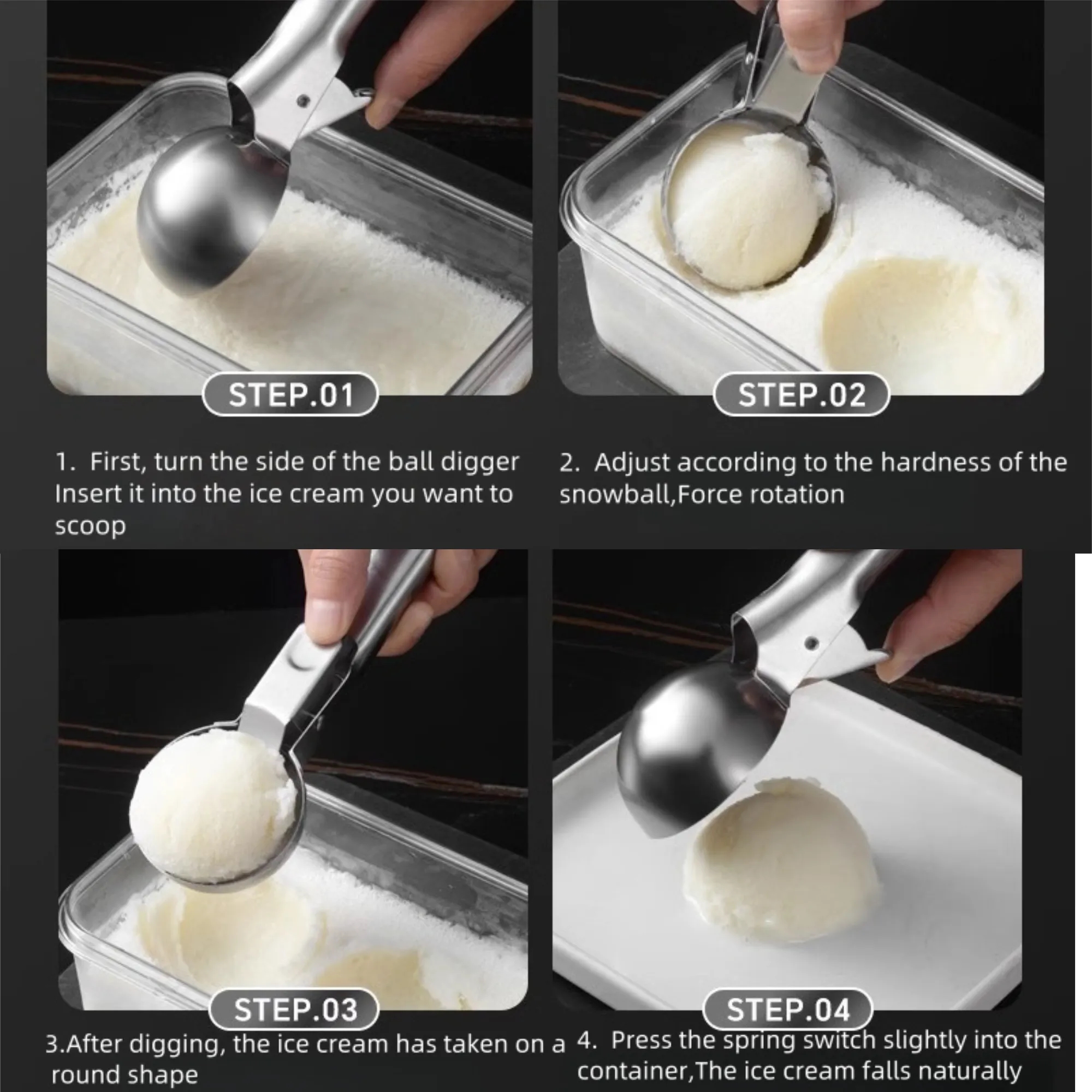 Ice Cream Scoop Spoon Stainless Steel 5