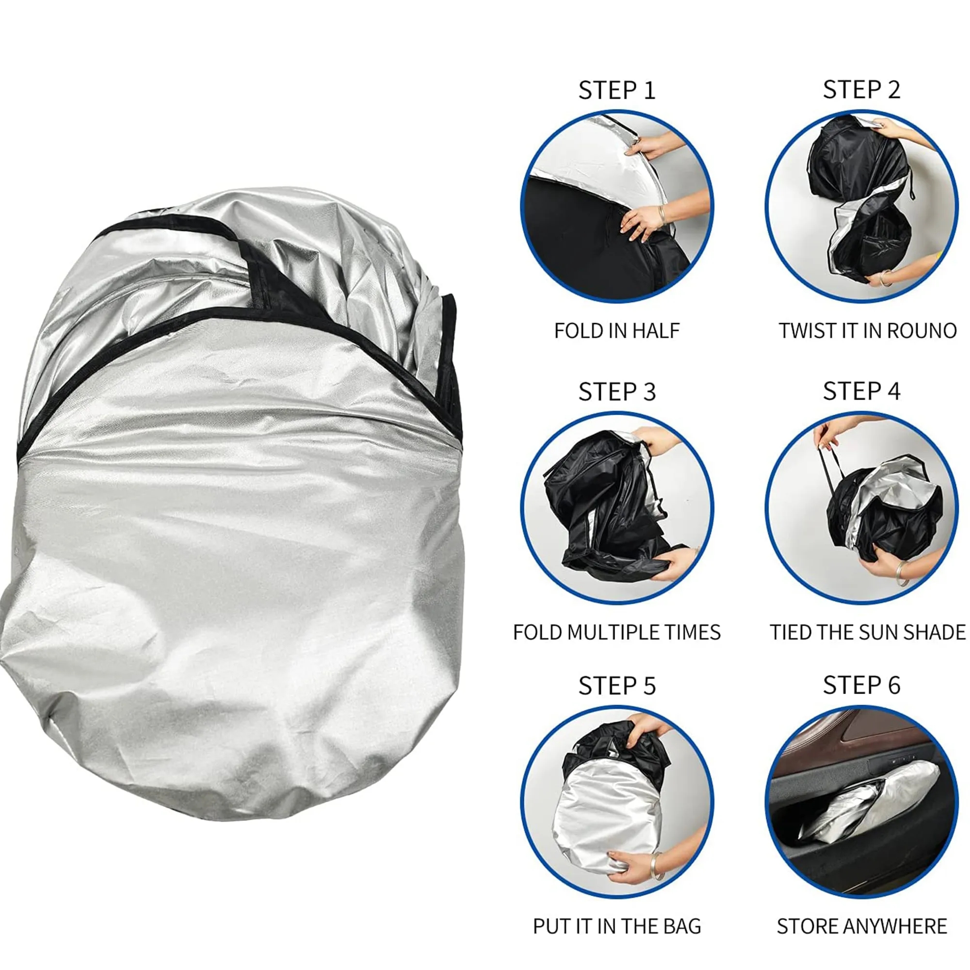 Car Sun Shade with Storage Pouch 7