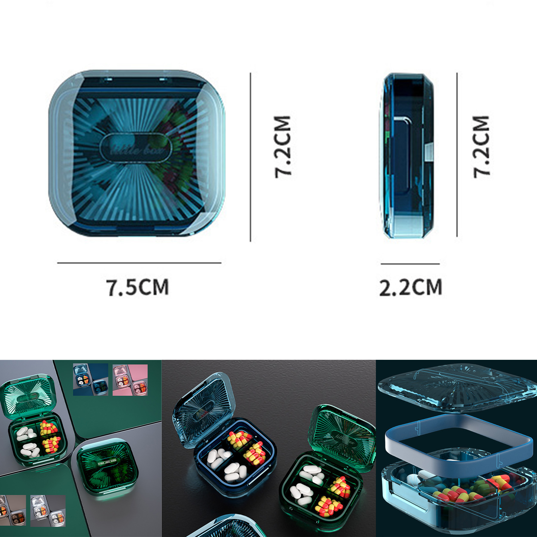 4 Grids Waterproof Portable Daily Small Pill Case 2