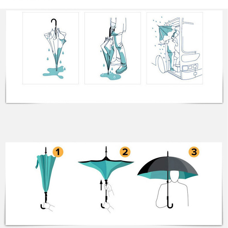 Full Color C Handle Reverse Umbrella 5