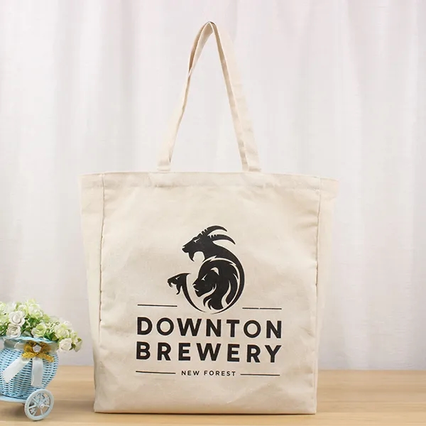 Cotton Canvas Tote Bag w/Gusset -15"x16"x3" 3