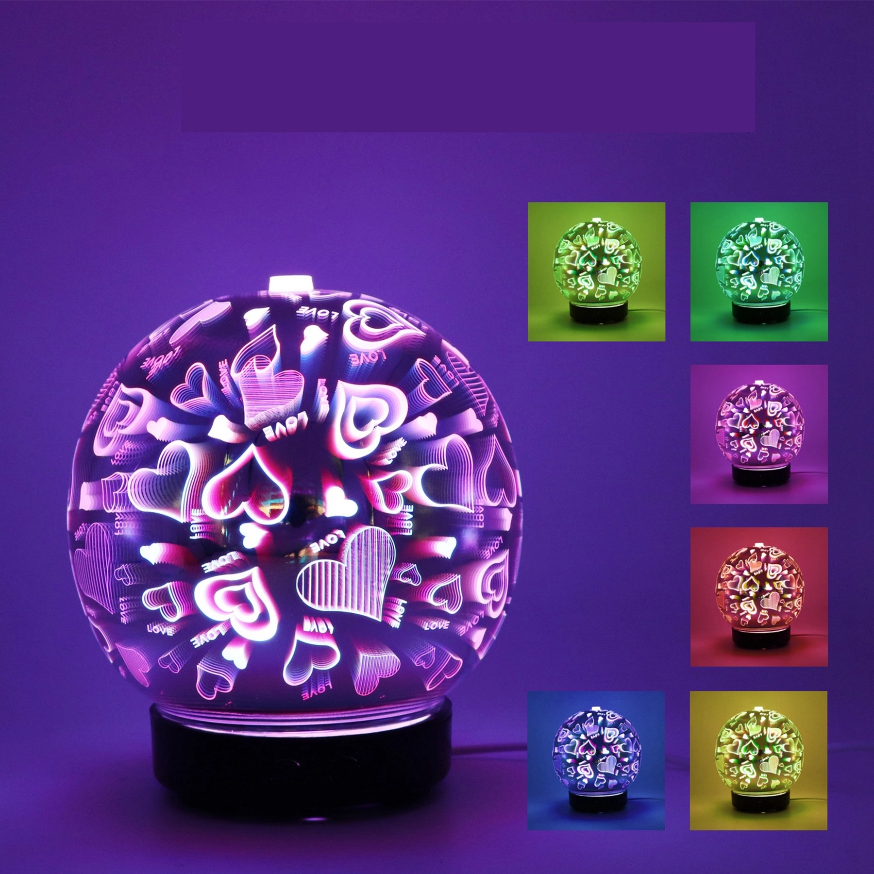 Glass Night Light 3D Design Essential Oil Aroma Humidifier 5