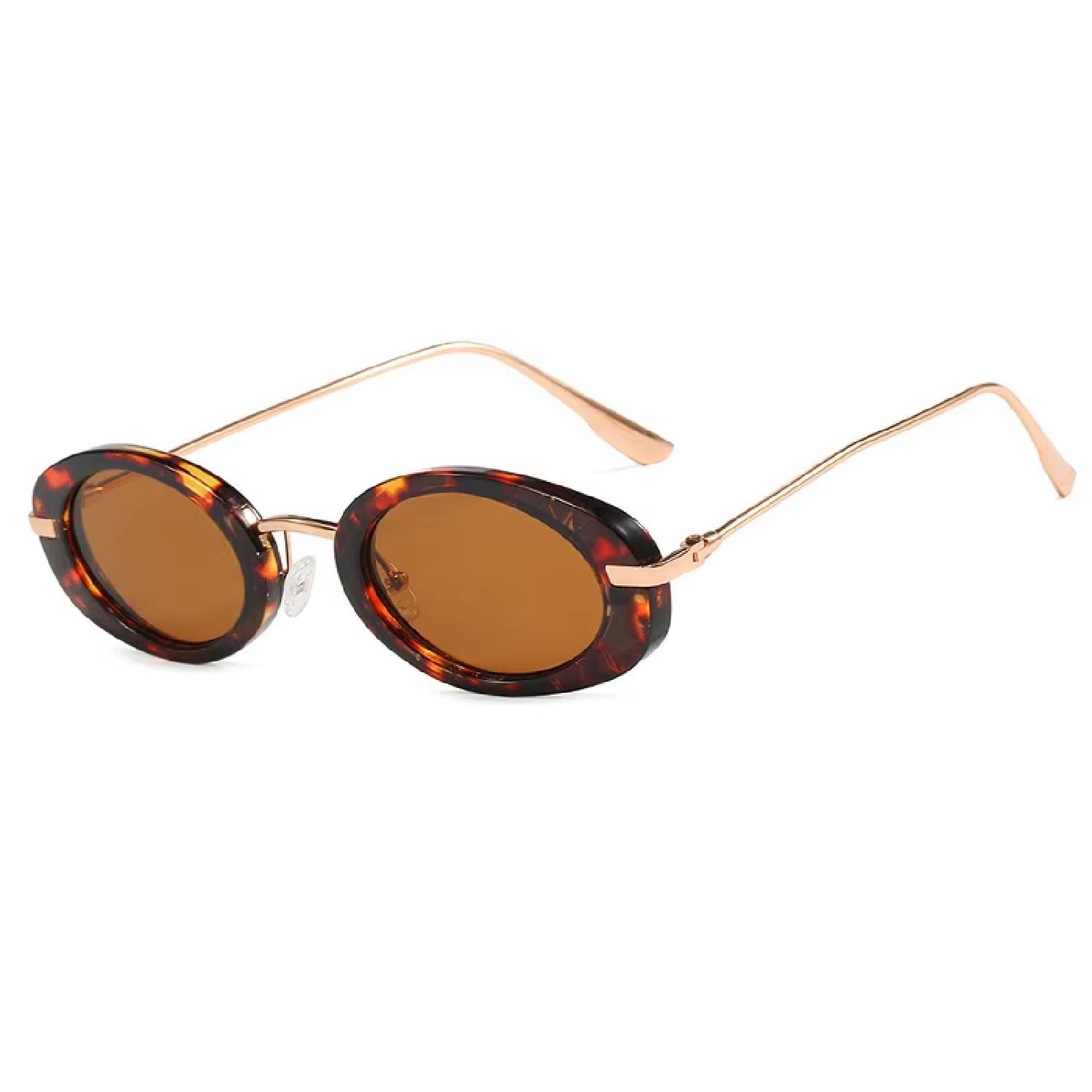 Unisex Oval Metal Temple Sunglasses 7