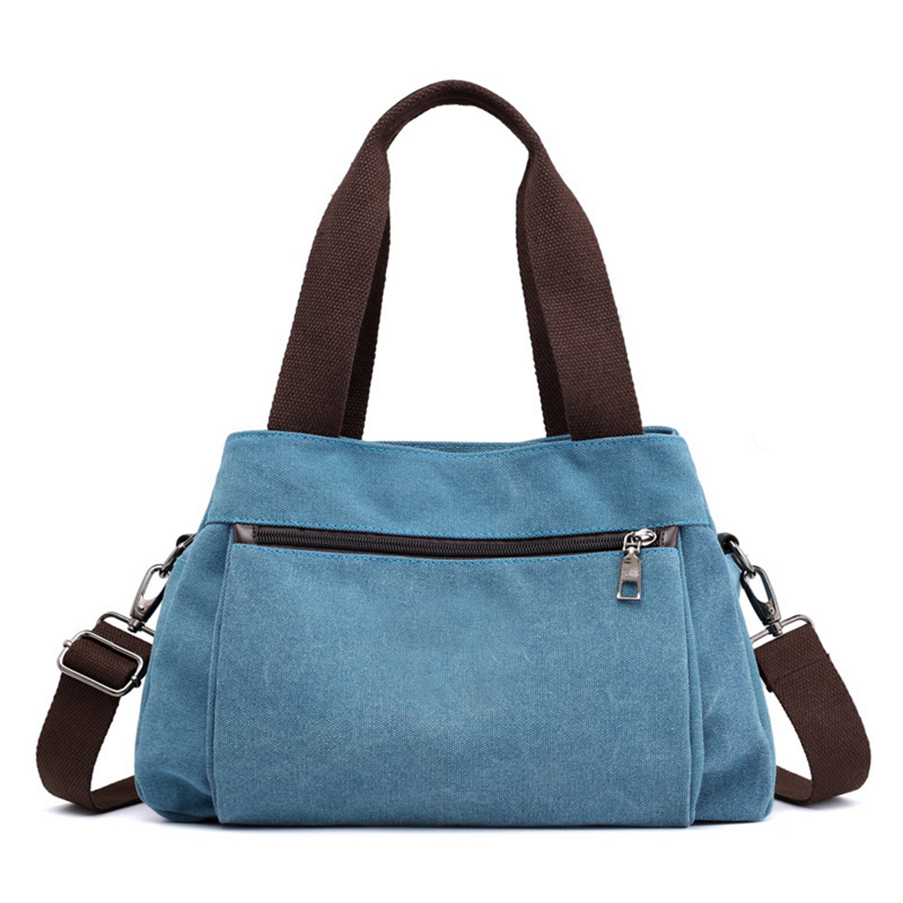 Zippered Canvas Tote Bag With Shoulder Strap 1
