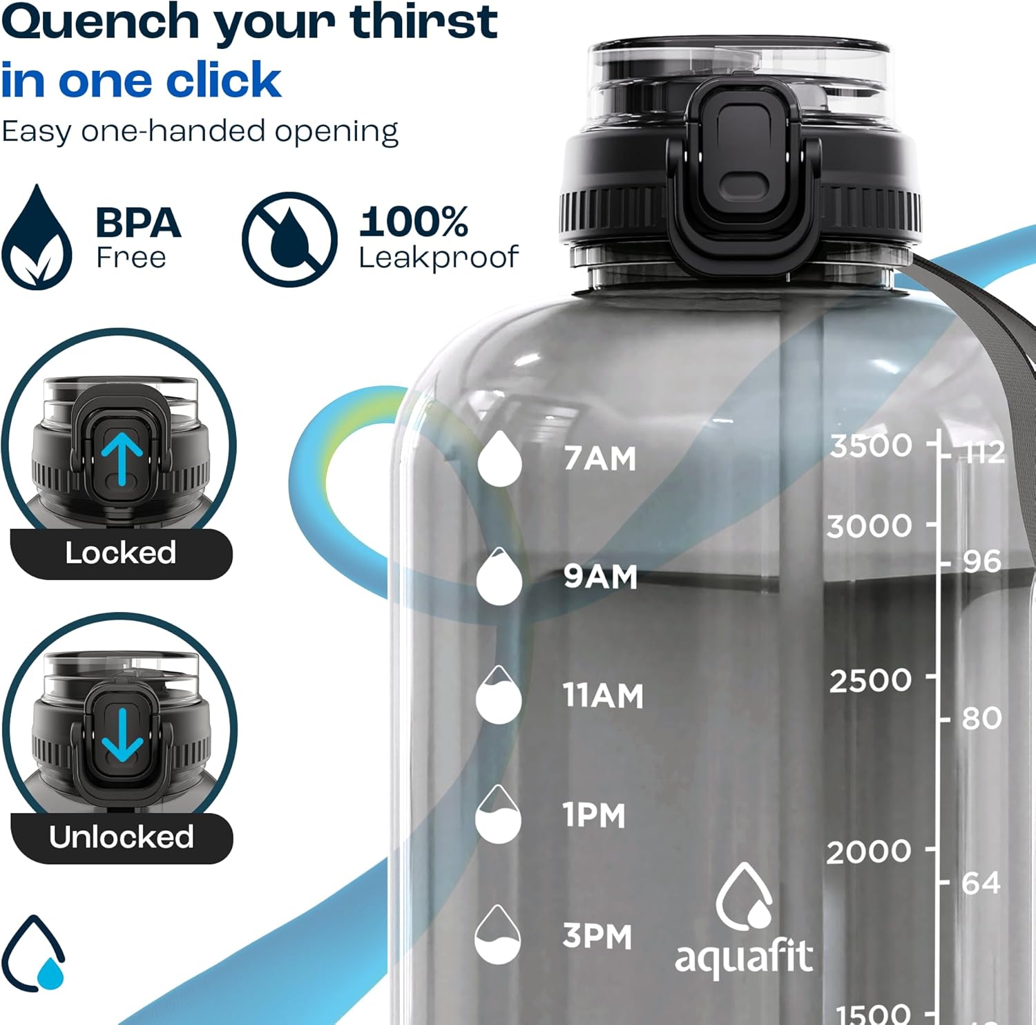 1 Gallon Water Bottle with Time Marker 5