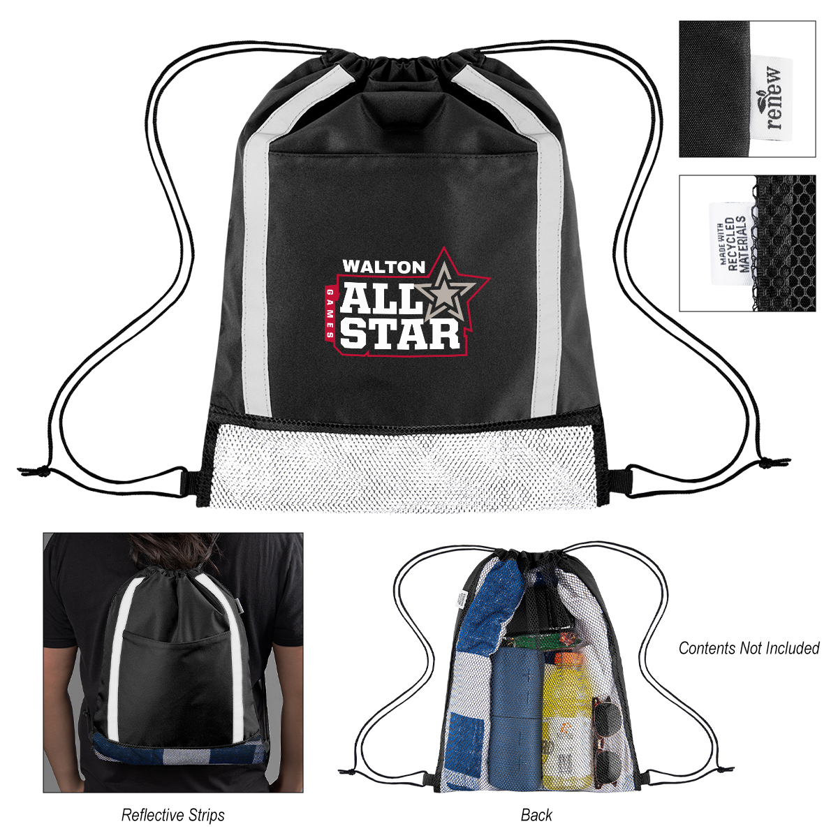 Game Time rPET Reflective Drawstring Bag 5