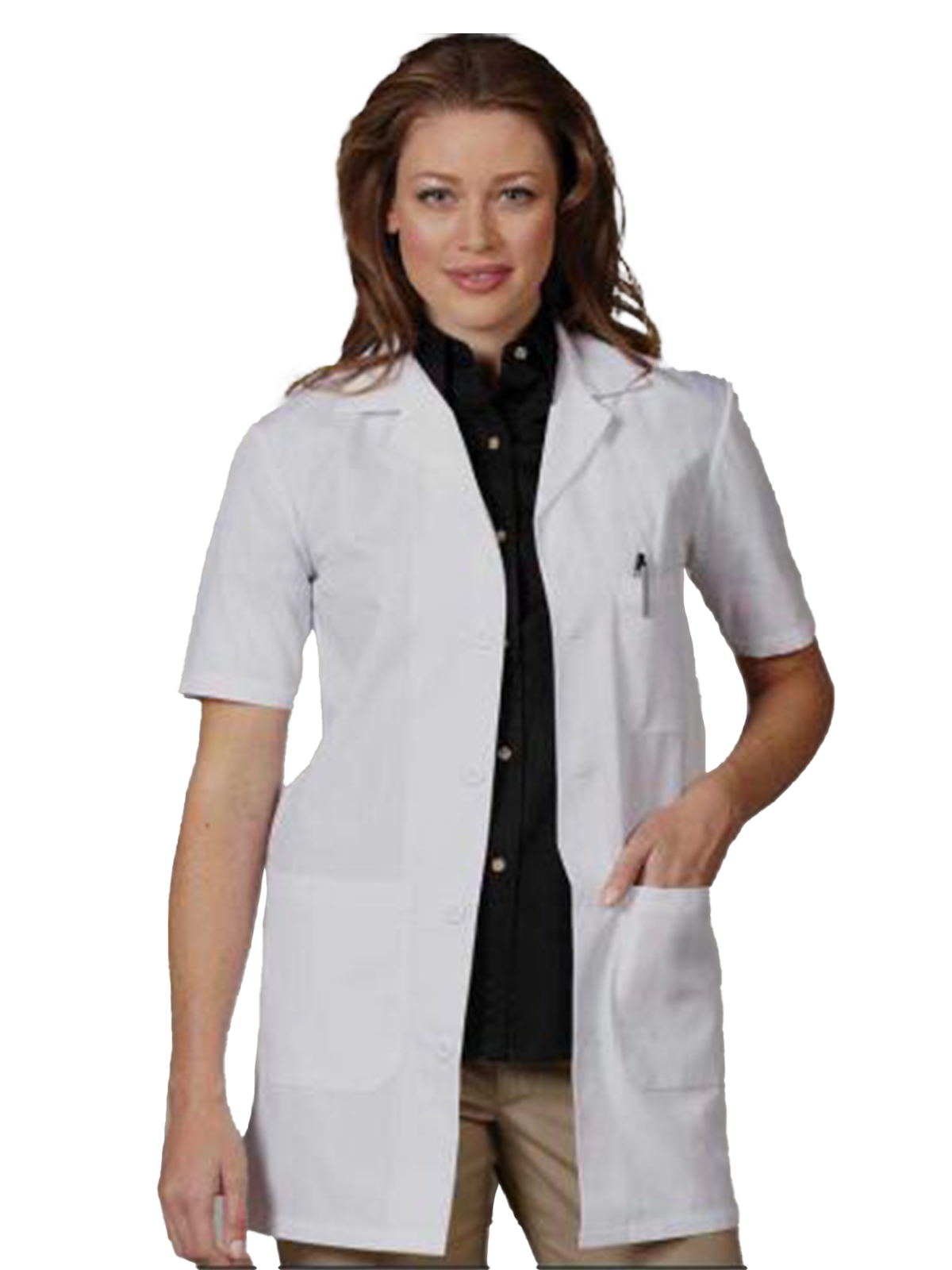 Fashion Seal Lab Coats - Unisex Three-Pocket 34" Mid-Length Short Sleeve Lab Coat