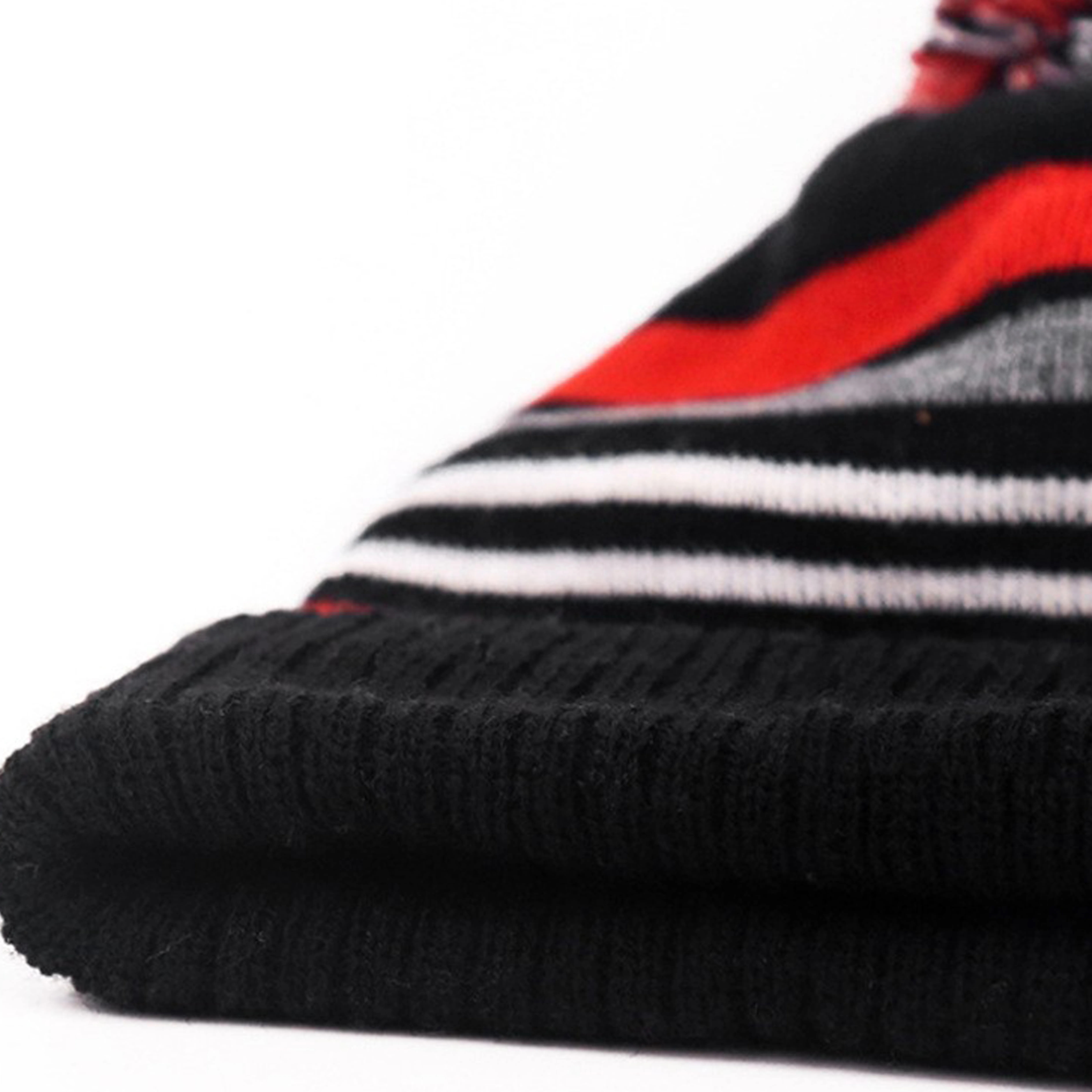 Strip Embroidered Pom Knitted Beanie 8