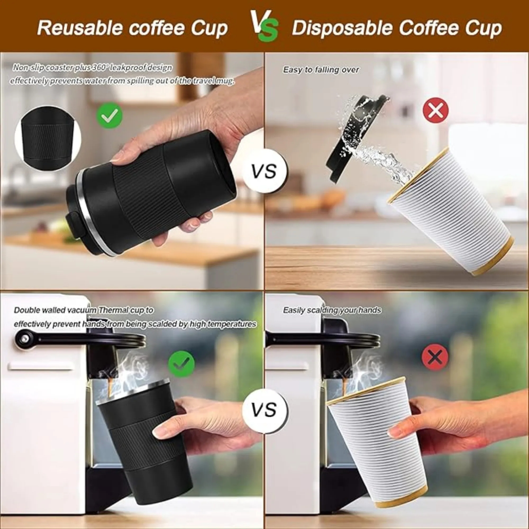 12oz Insulated Travel Mug Stainless Steel Coffee Tumb 4