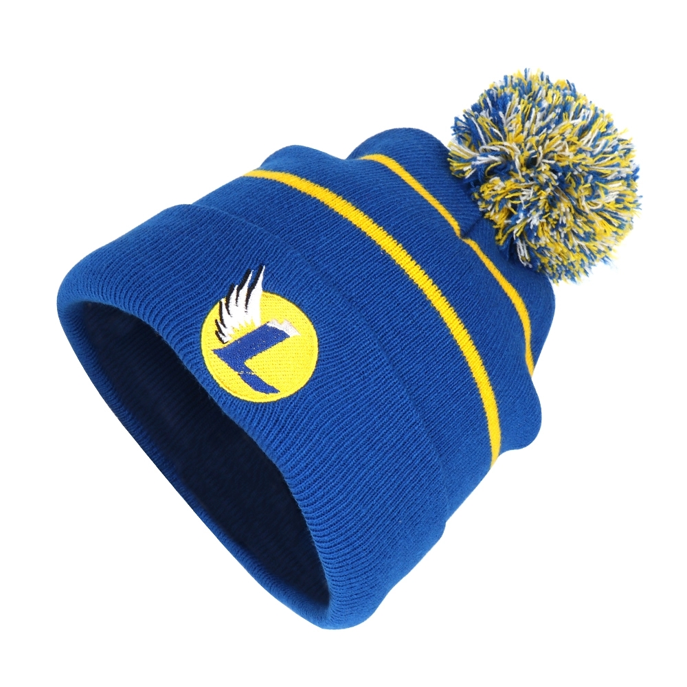 Customezizeable Tri-Tone Pom Beanie Hat With Cuff 2