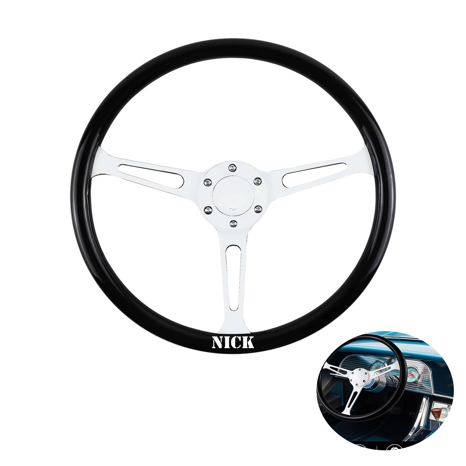 Wood Grain Racing Steering Wheel