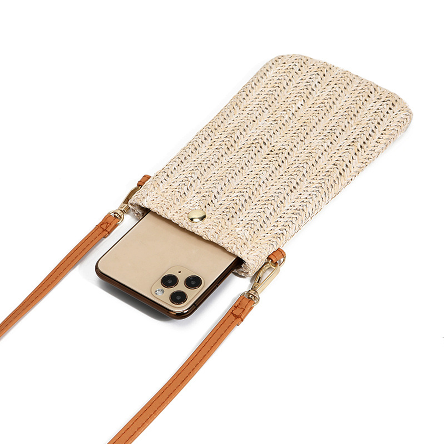 Braided Vertical Single-Shoulder Straw Crossbody Bag 6