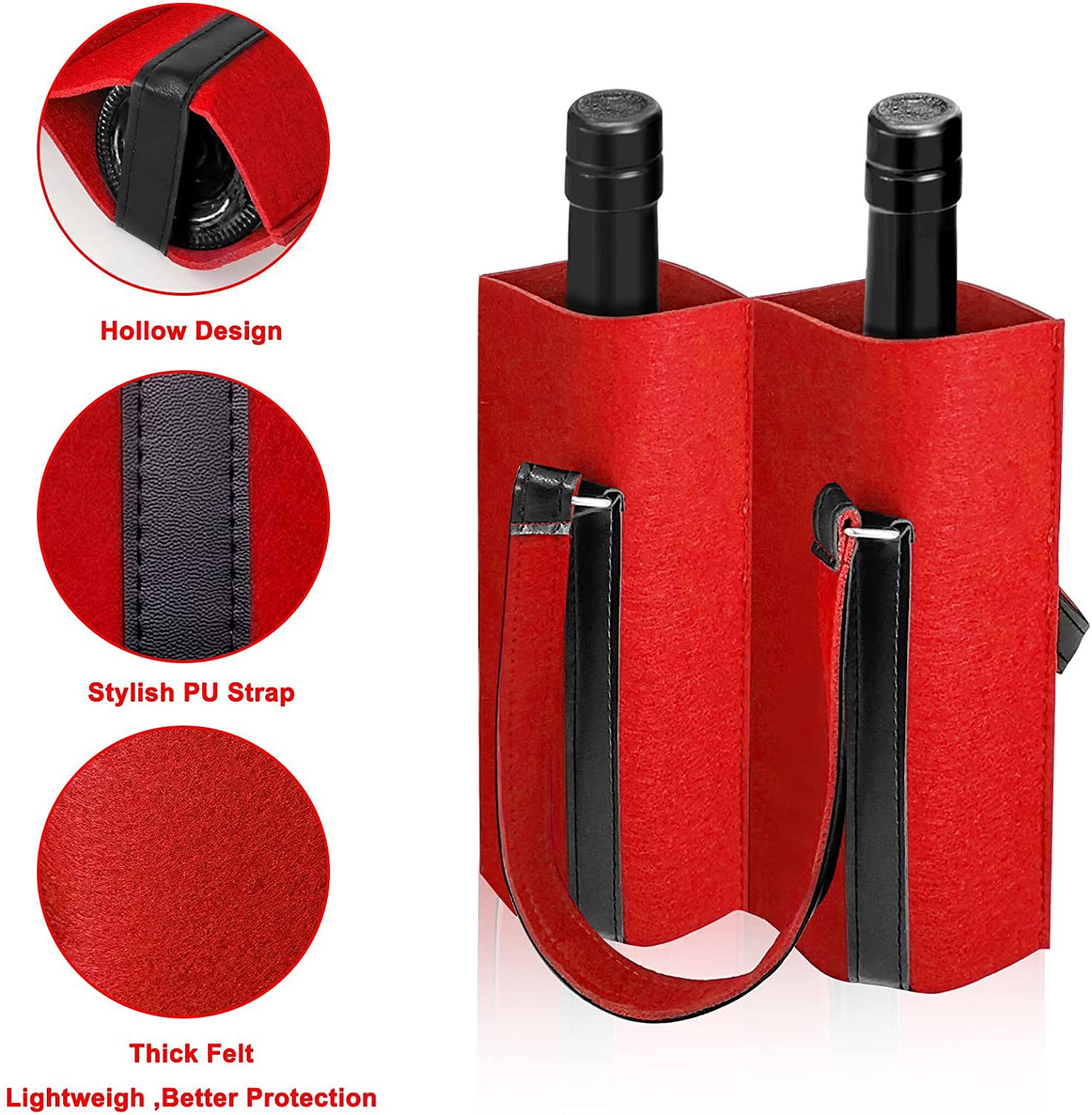Felt 2-Bottle Wine Carrier Tote Gift Bag 1