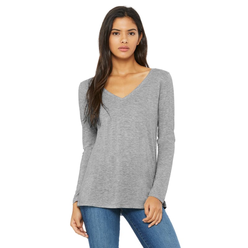 Bella + Canvas Ladies' Flowy Long-Sleeve V-Neck 5