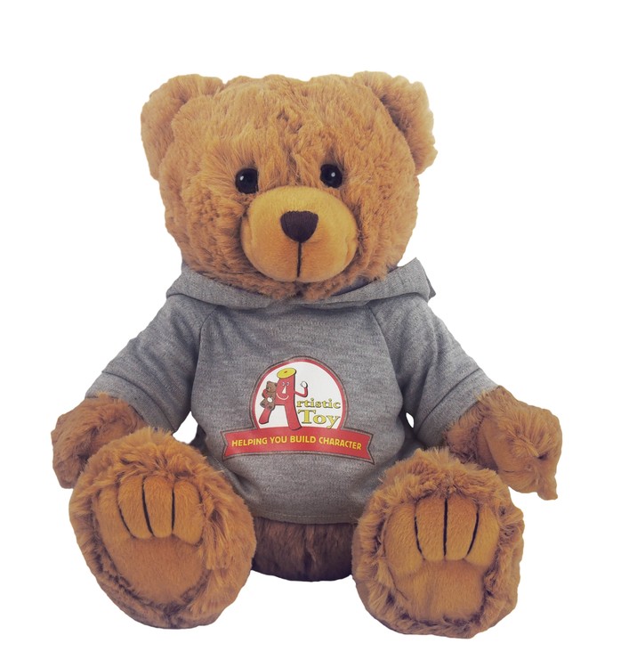 12" Peter Bear Tan with hooded shirt and full color imprint 2