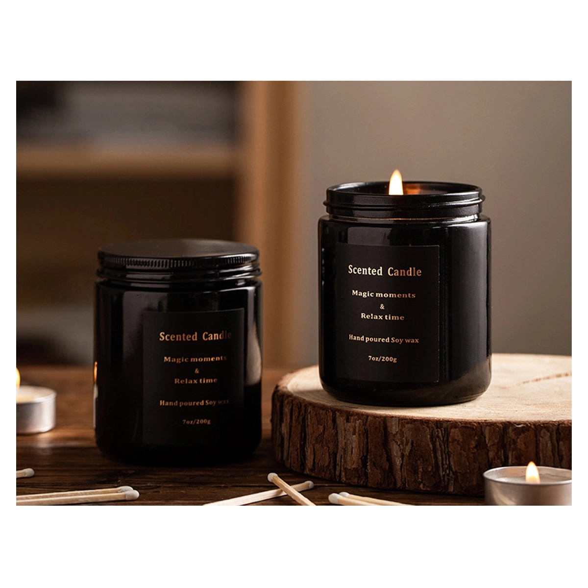 Aromatherapy Candle In Black Glass Jar 4