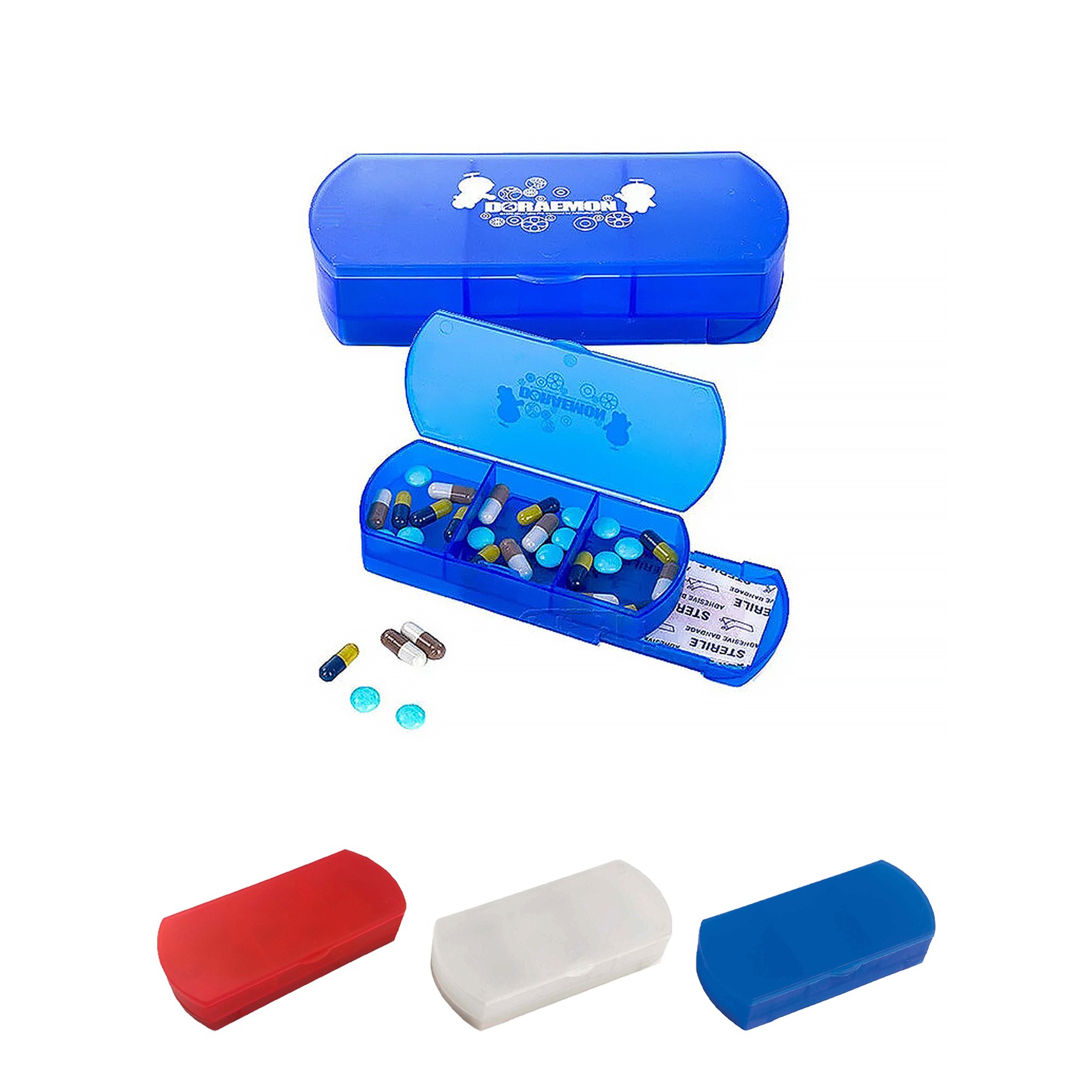 Moq25 3 Compartment Pill Box With Adhesive Bandage