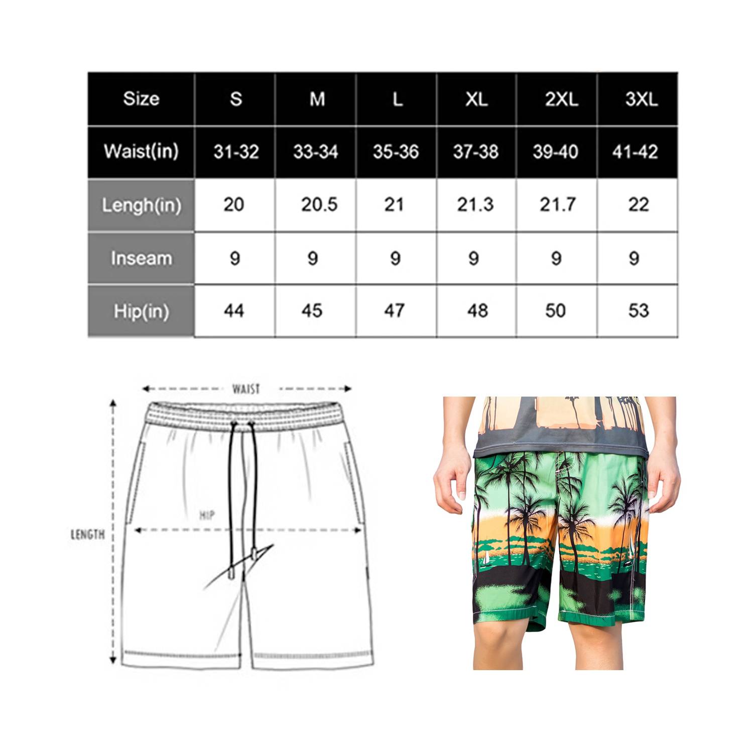 Men's Quick Dry Tropical Beach Swim Trunks 8