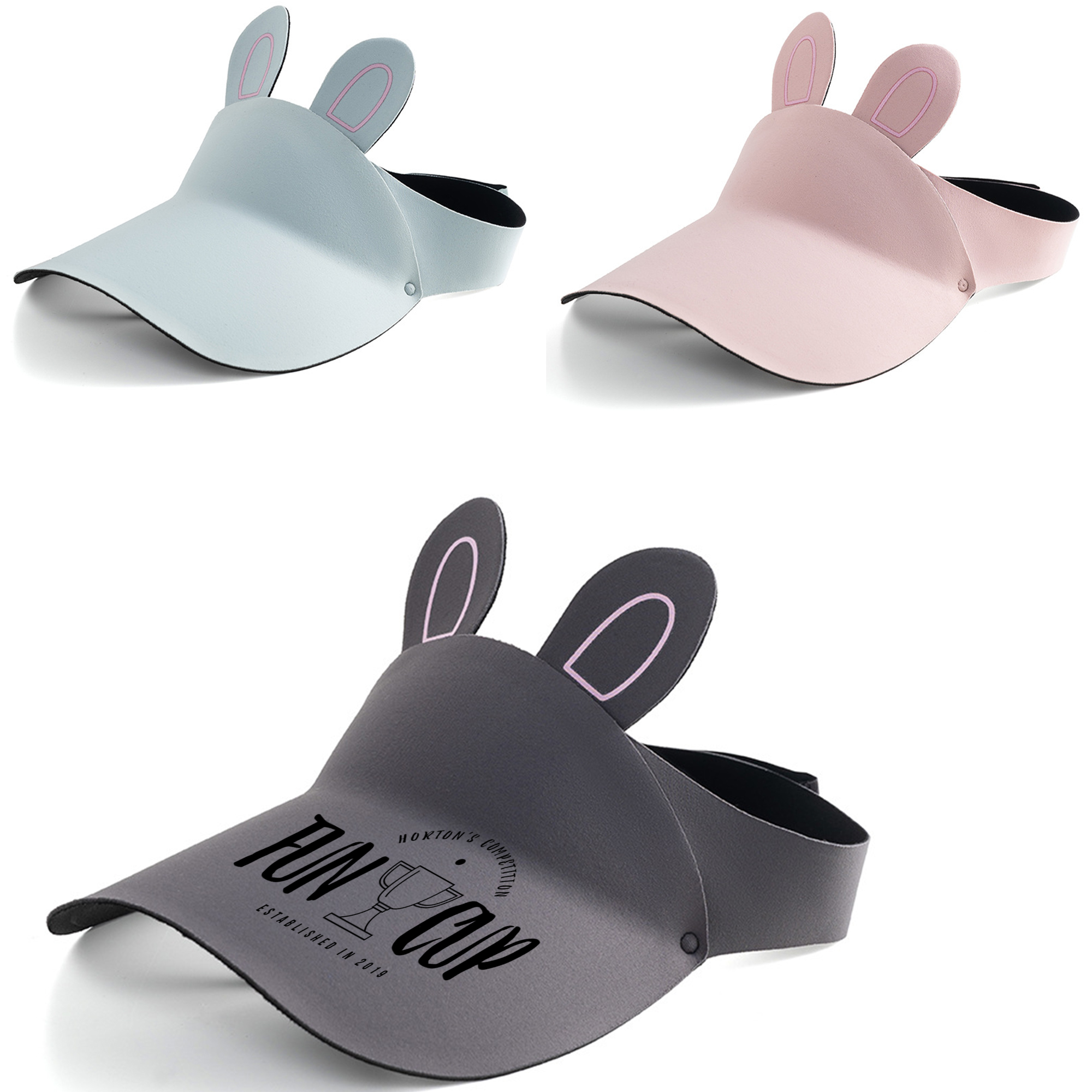 Adjustable Kids Bunny Ear Sun Visor Foldable Cute Hat 2