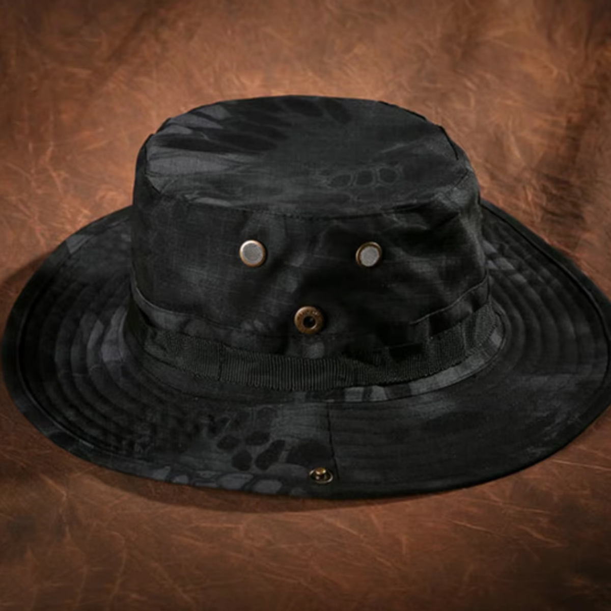 Wide Brim Camo Boonie Hat with Eyelets for Outdoors 2