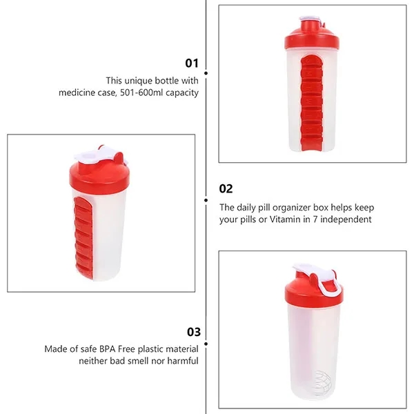 Shaker Bottles for Protein Mixes With Pill Organizer 6