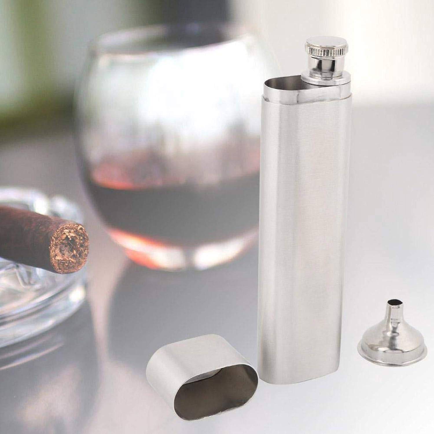 Stainless steel wine flask with cigar tube 4