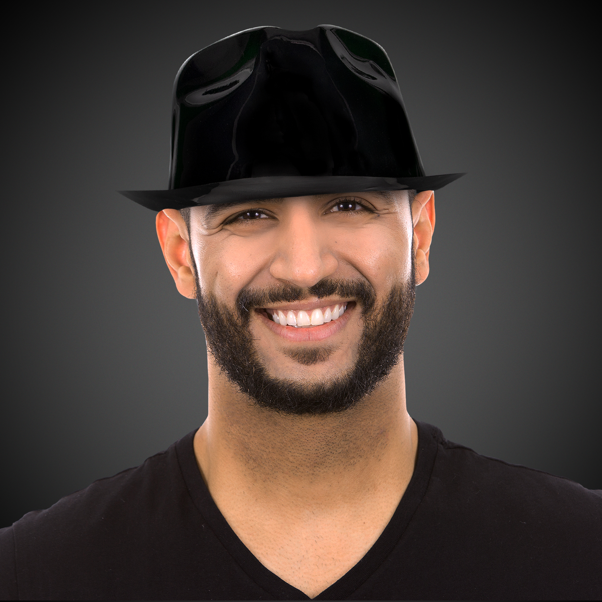 Black Plastic Gangster Fedora Hat 6