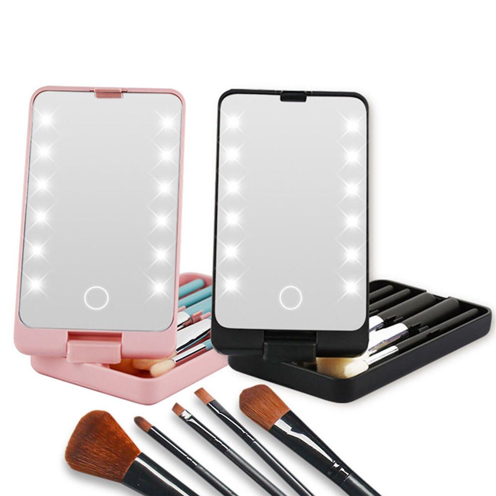 Makeup Brushes Case With LED Lighted Mirror 3