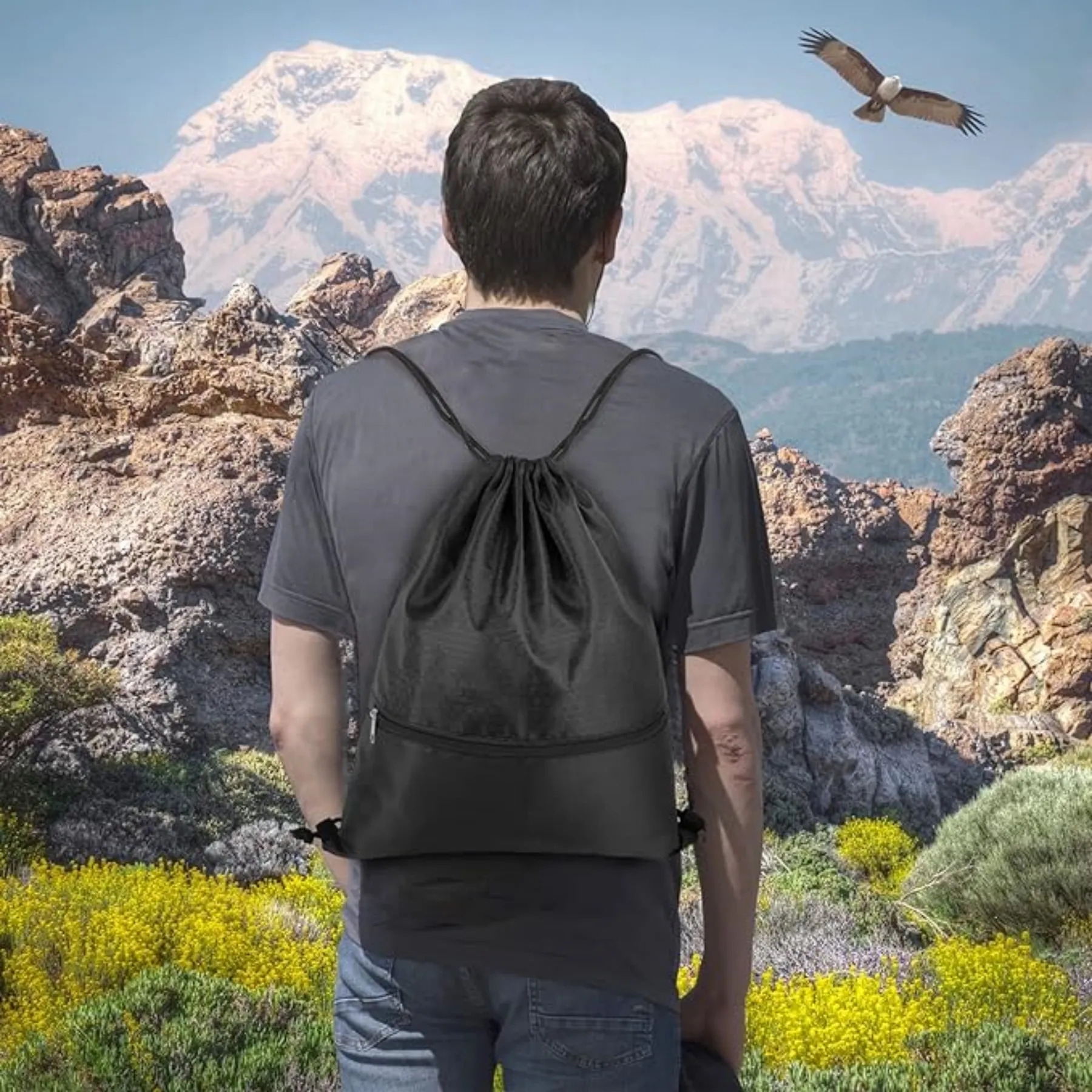 Drawstring Backpacks with Front Pocket 6