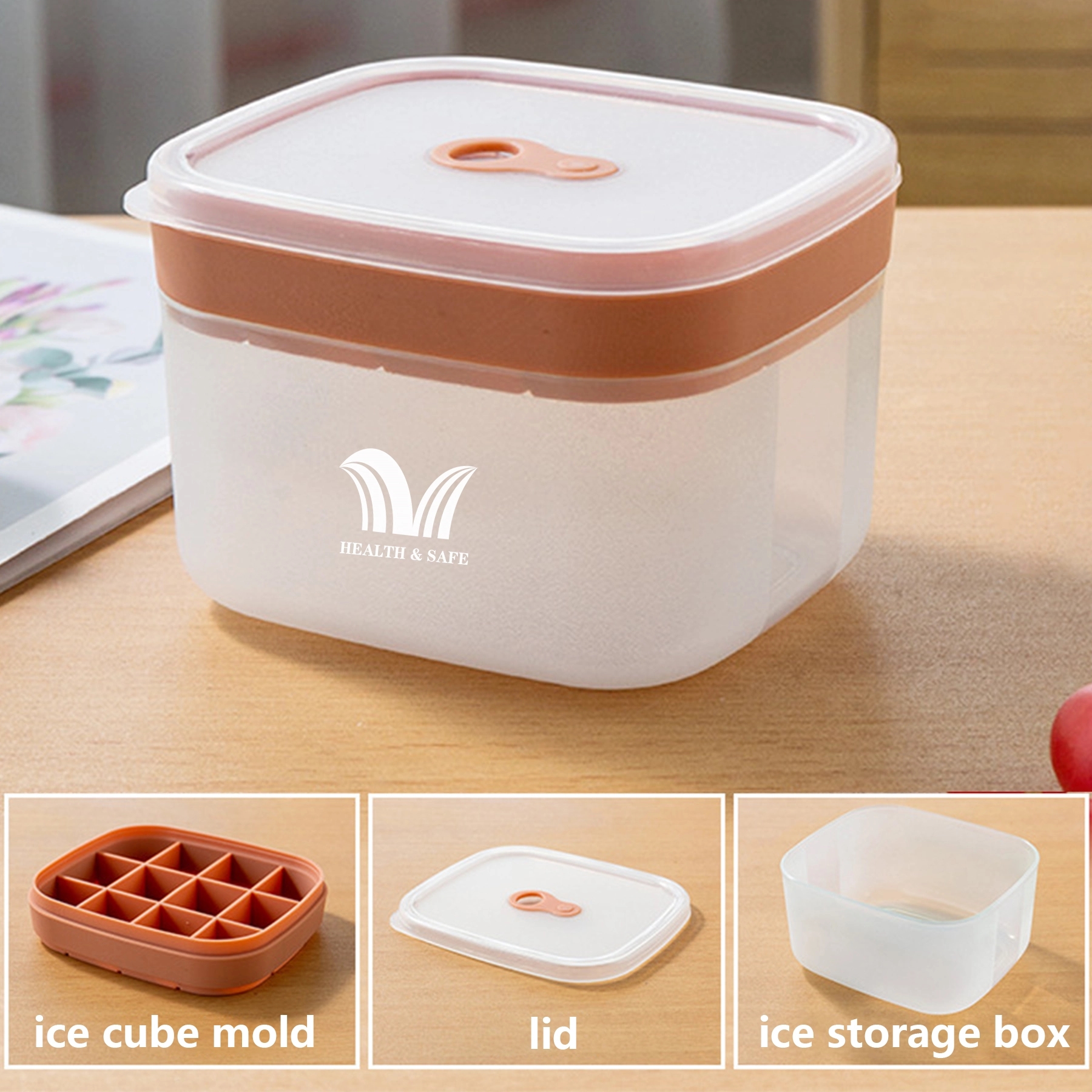 2 in 1 Silicone Ice Cube Tray w/ Storage Box 12