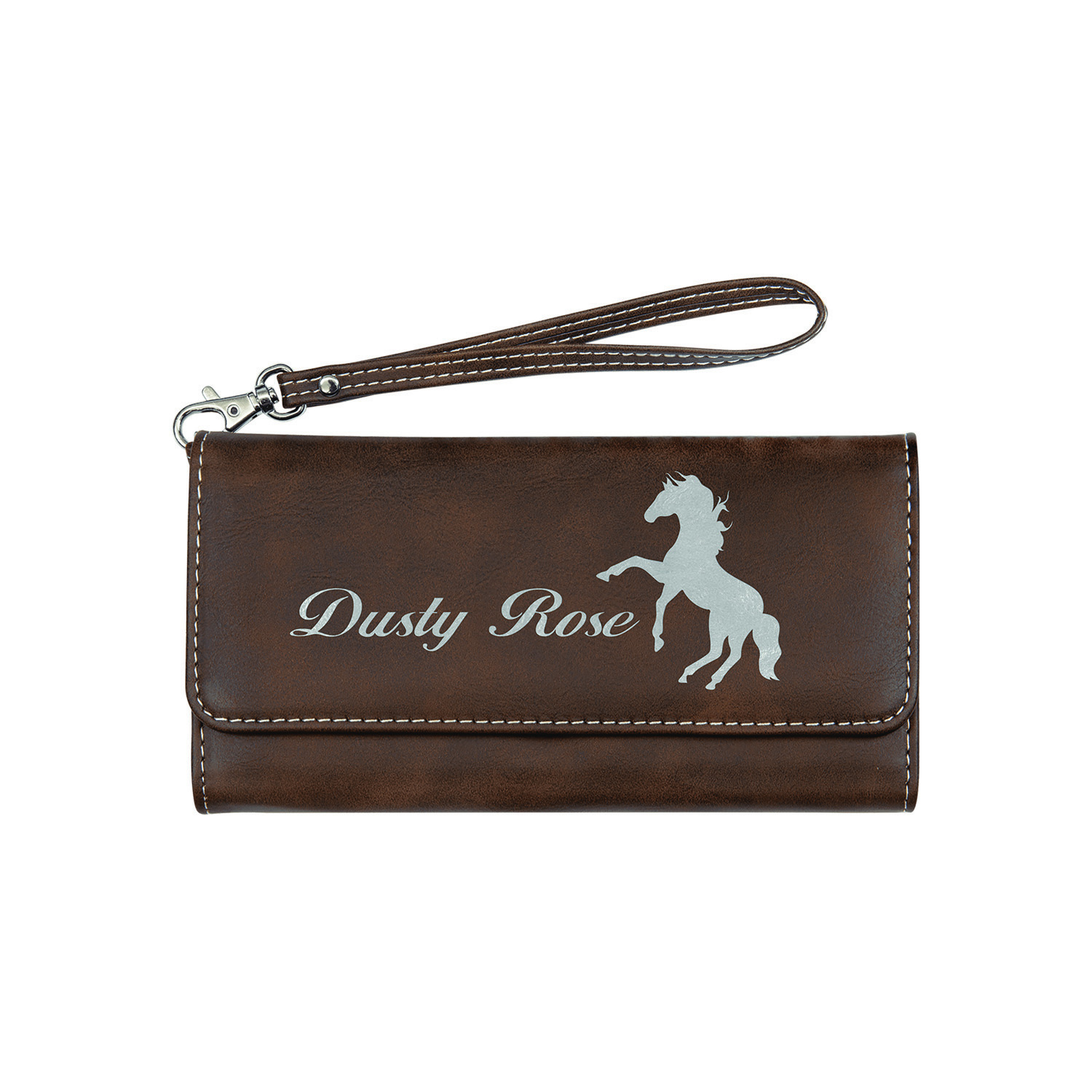 Rustic/Silver Leatherette Wallet with Strap 3