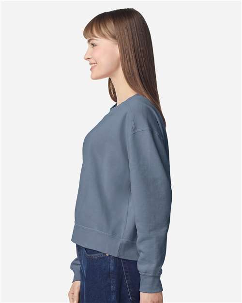 Women's Garment-Dyed Mid-Length Crewneck Sweatshirt - 1566L 8