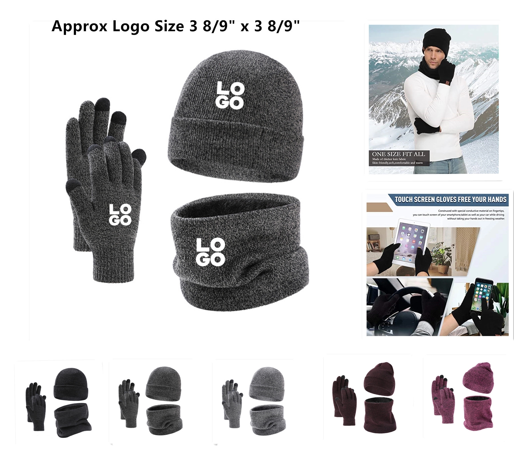 Winter Hat Scarf Gloves Set 8