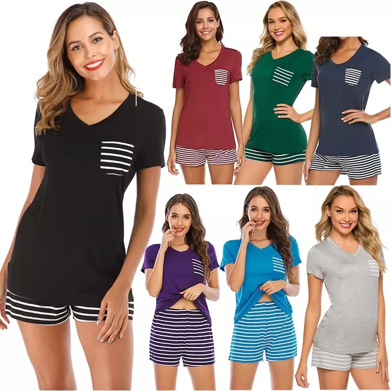 Women's Pajamas Cotton Short Sleeve Ladies Pijama Sets 2