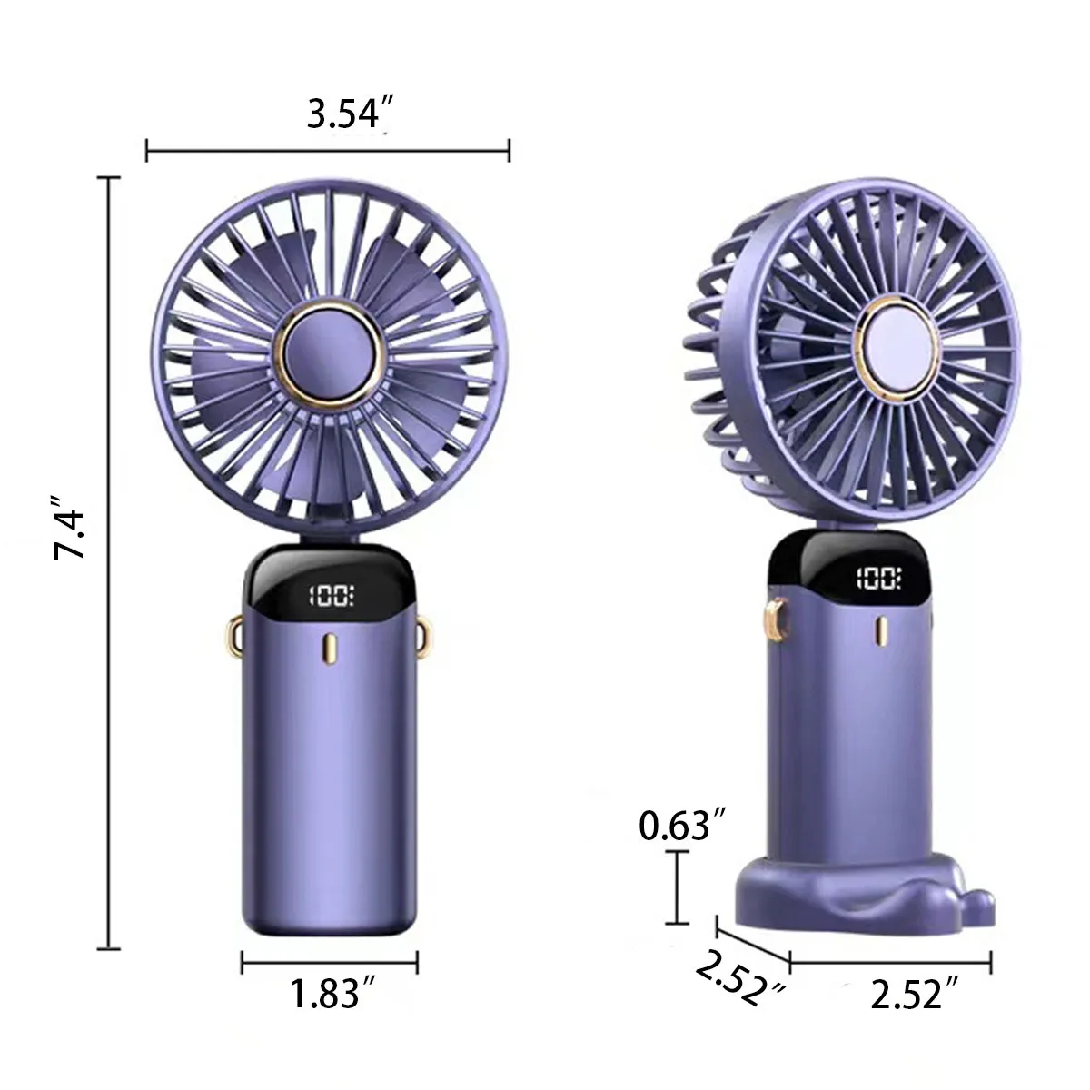 USB Rechargeable with LED Display Portable Handheld Fan 4