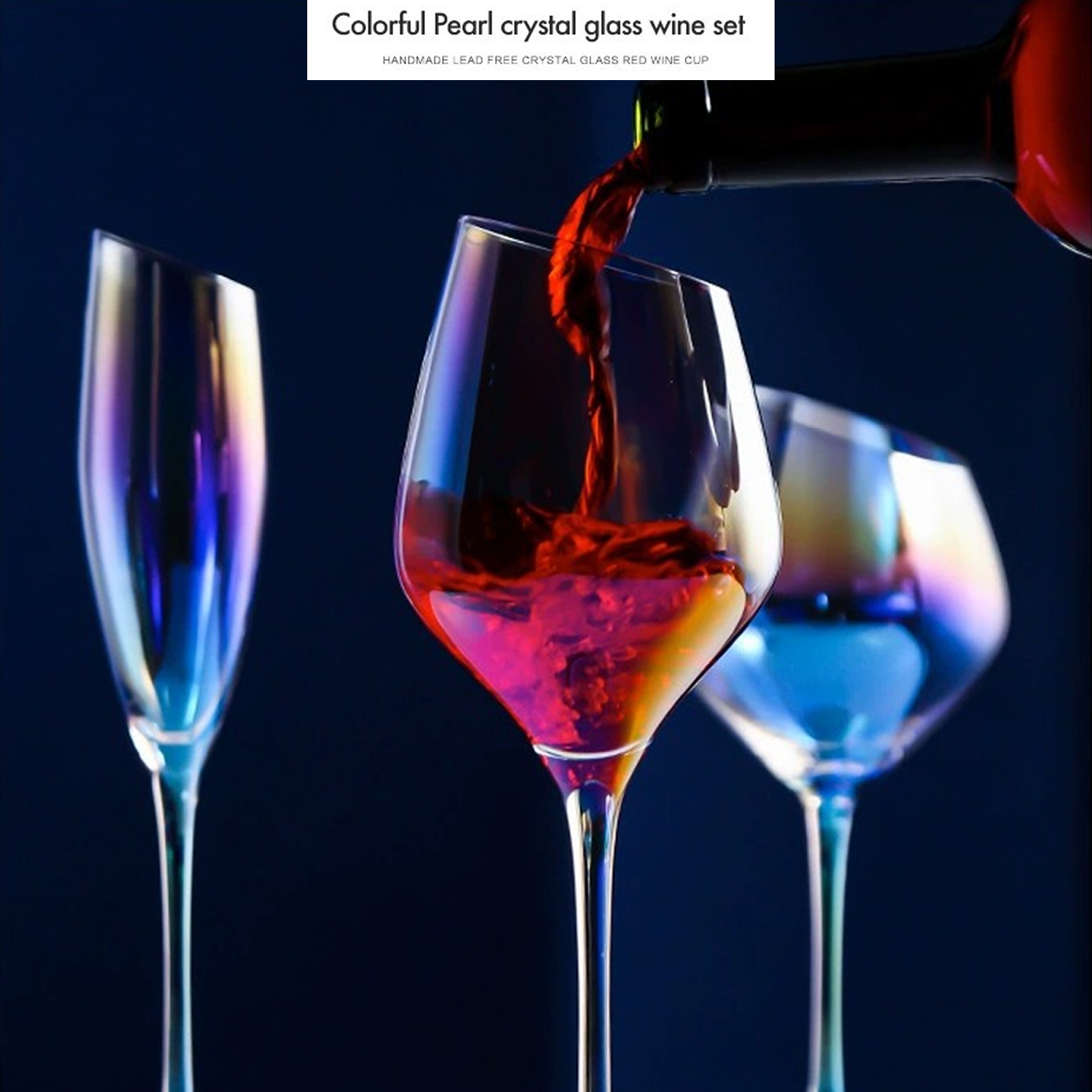Reusable Luxury Colored Crystal Rainbow Wine Glass 7