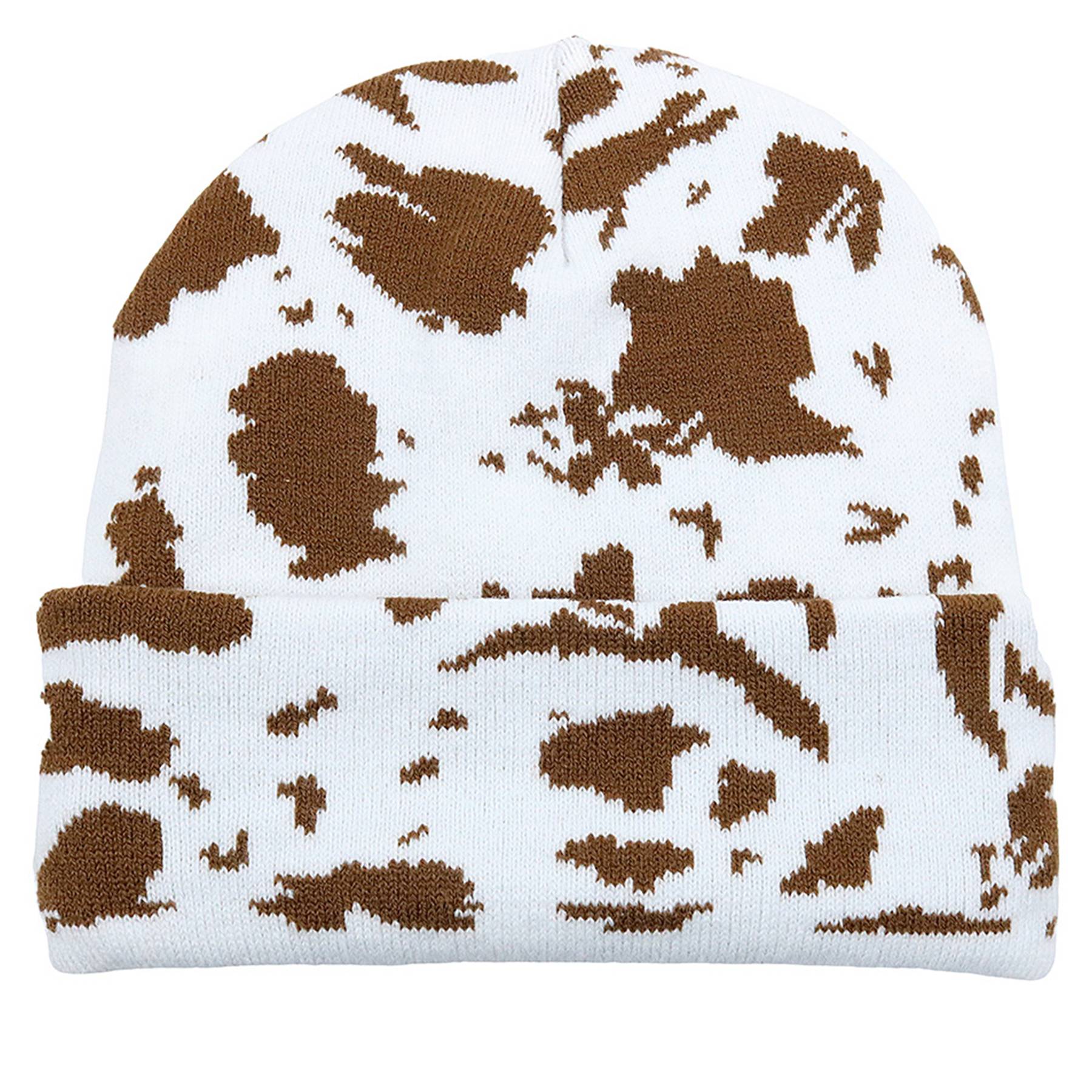 Spotted Knit Cap Cow Stripes Beanie 1